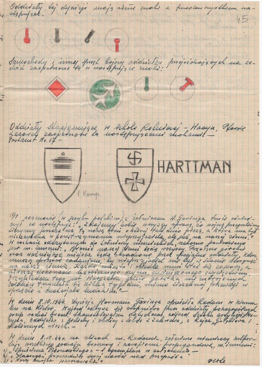 Fragment dintr-un raport secret cuprinzând informaţii despre unităţile germane staţionate în jurul oraşului Radom