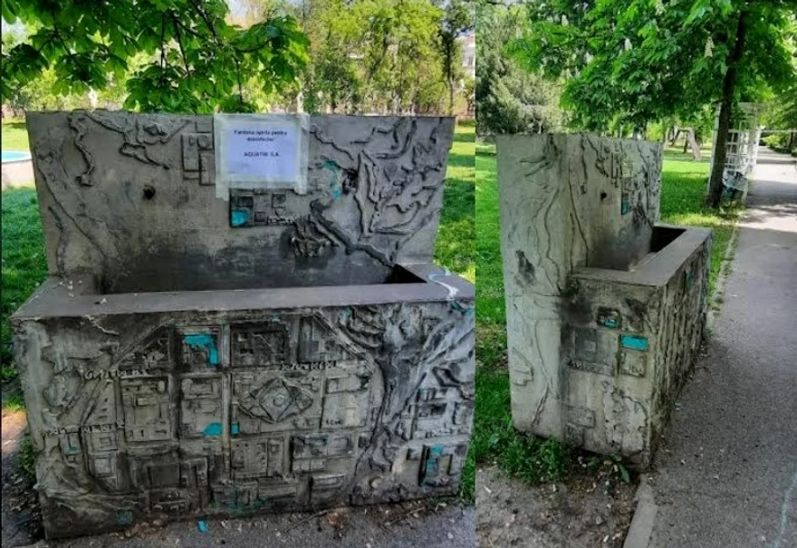 Fântâna, în momentul renovării și placării cu gresie FOTO Aquatim
