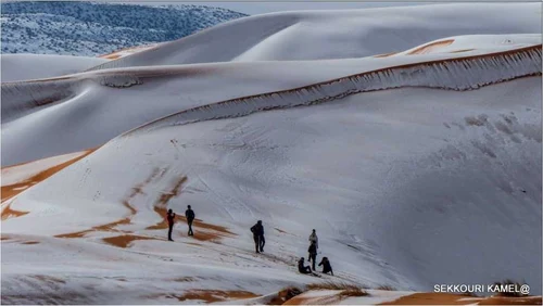 Sahara deşert ninsoare zăpadă FOTO Twitter/ Sekkouri Kame