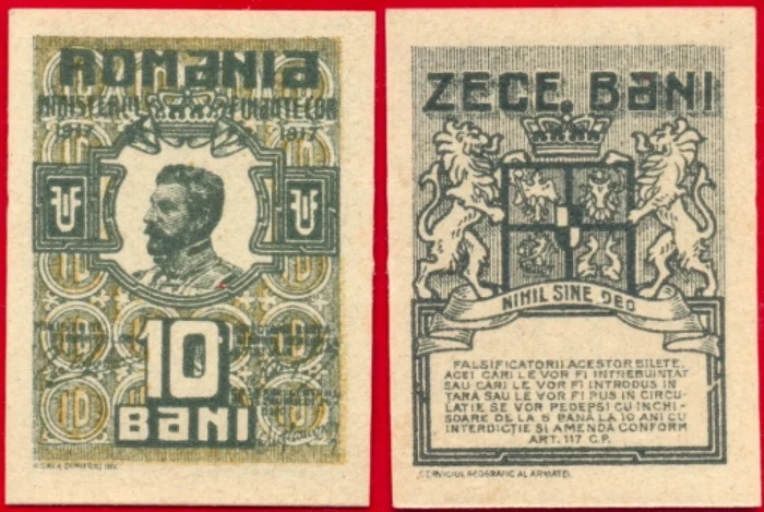 Bancnota de 10 bani din 1917, cel mai mic ban de hartie din toata lumea FOTO colectum.ro