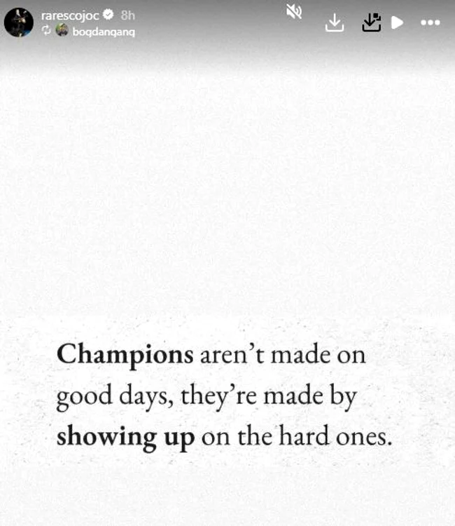 Mesajul lui Rareș Cojoc - Foto: Instagram