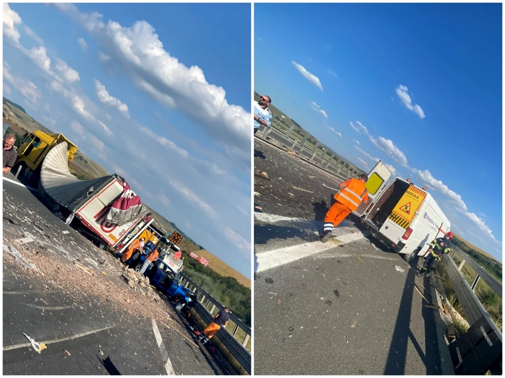 Traficul rutier a fost blocat pe un sens al autostrăzii. Foto: ISU Alba