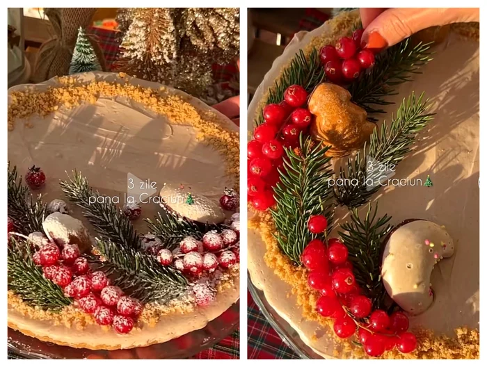 Cheesecake de sărbători / Foto: Colaj captură video Tiktok