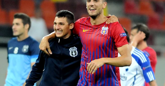 Ştefan Nikolici şi Gabi Matei, la finalul meciuli Steaua - Copenhaga. FOTO Mediafax