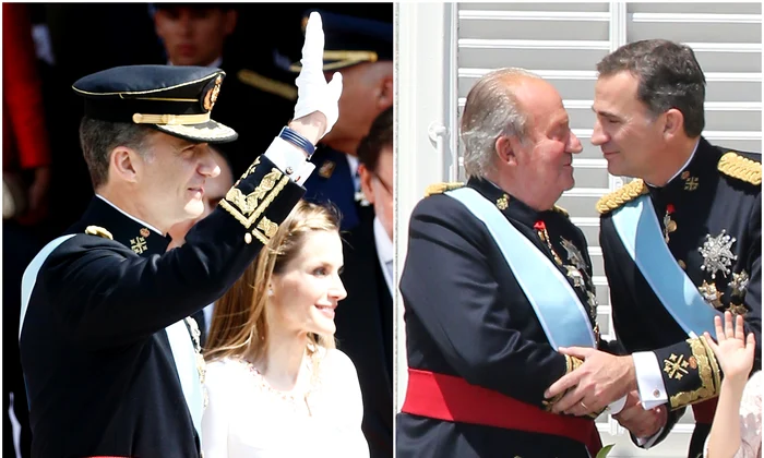 Regele Felipe si Regina Letizia in ziua Incoronarii in Spania, 19 iunie 2014, si Regele Juan Carlos in ziua abdicarii fortate   Getty Images jpg