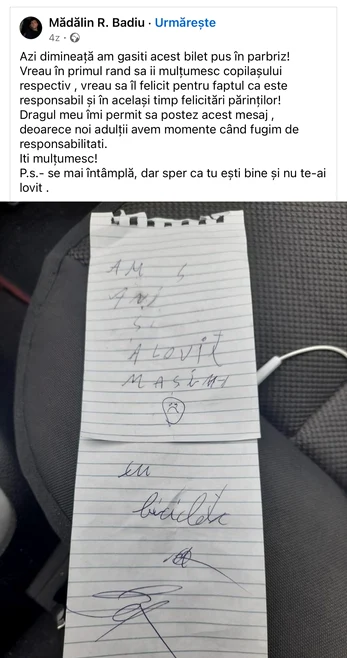 Postarea șoferului / foto: Facebook