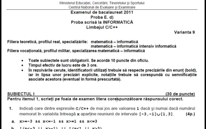 informatica pentru specializările: matematică – informatică