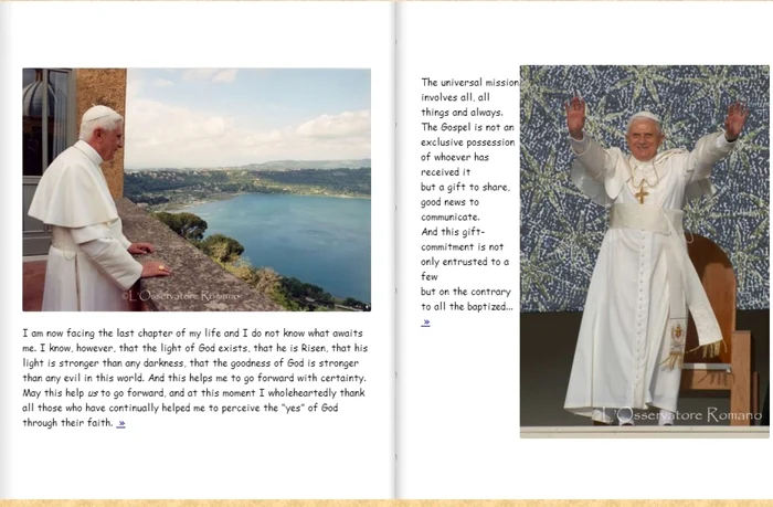 Papa Benedict al XVI-lea, comemorat de Vatican într-un album foto. FOTO Captură/Vatican
