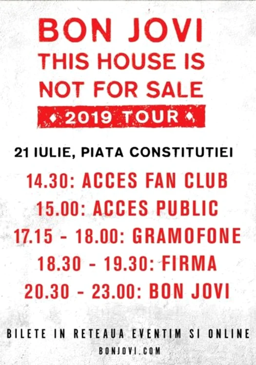 Program concert Bon Jovi la București