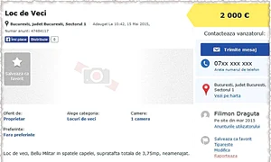 Loc de veci  Soţia actorului  a scos la vânzare  groapa pentru  2 000 de euro jpeg