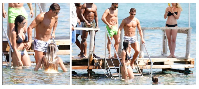 Ronaldo, întâmpinat în apă de două domnișoare