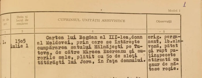 Document al Serviciului Judeţean al Arhivelor Naţionale din Brăila