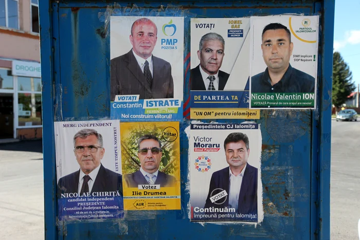 Afiş electoral în Fierbinţi Târg