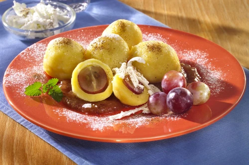 Dumplings with Grapes and Whipped Cream jpeg