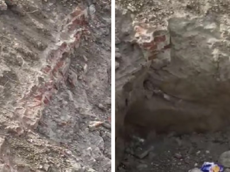 Elemente de construcție din cărămidă, descoperite în timpul lucrărilor la Planșeul Unirii. Zona va fi cercetată de arheologi
