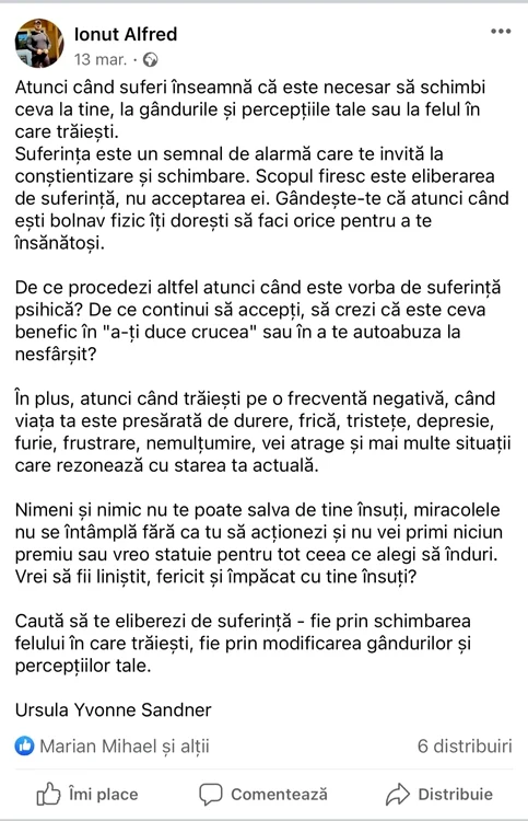 Ionuț a mărturisit recent cât de mult suferea / foto: Facebook