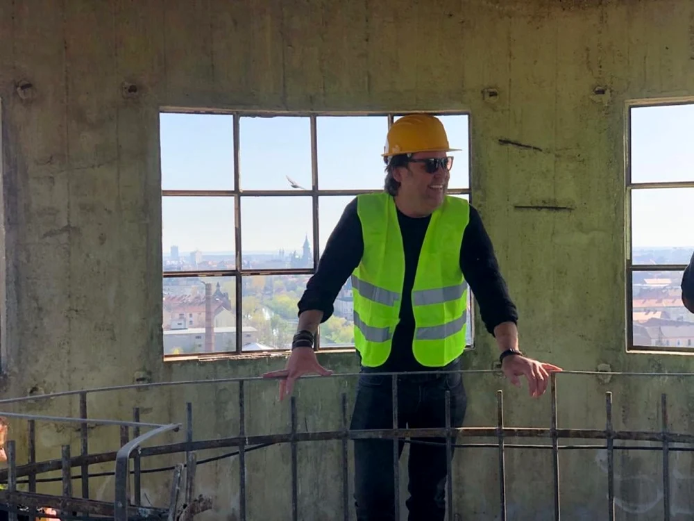 Charley Ottley în Turnul de apă din Iosefin FOTO Facebook/Castelul de Apă