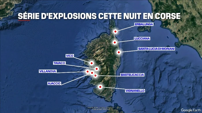 Harta exploziilor din Corsica Sursa BFMTV