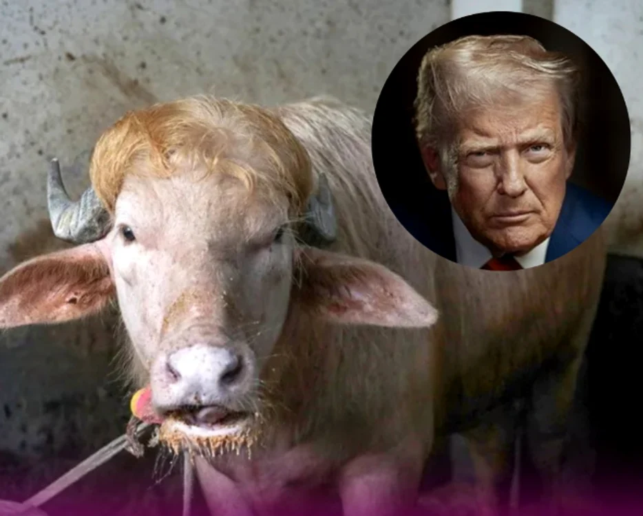 Un bivol albinos din Bangladesh, botezat „Donald Trump” 