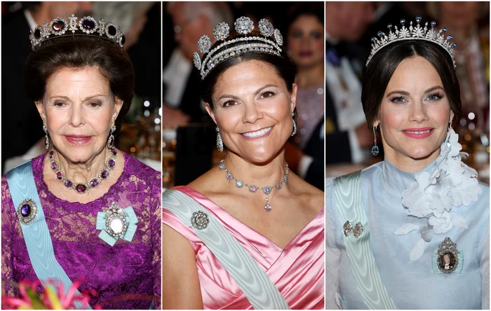 Regina Silvia, Printesa Mostenitoare Victoria si Printesa Sofia a Suediei, coroane pretioase jpg