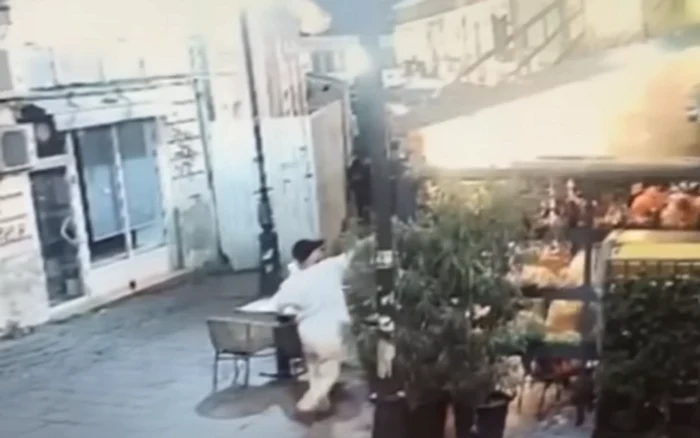 Turcul a tras 6 gloanţe într-un local din Centrul Vechi avea o ţintă exactă FOTO: Captura video