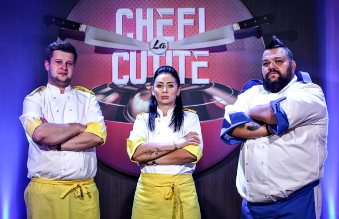 Andrei şi Maria, finaliştii lui chef Scărlătescu, alături de câştigătorul Munti, din echipa lui chef Bontea FOTO Antena 1