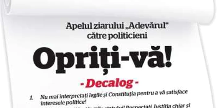 Apelul ziarului „Adevărul“  către politicieni 