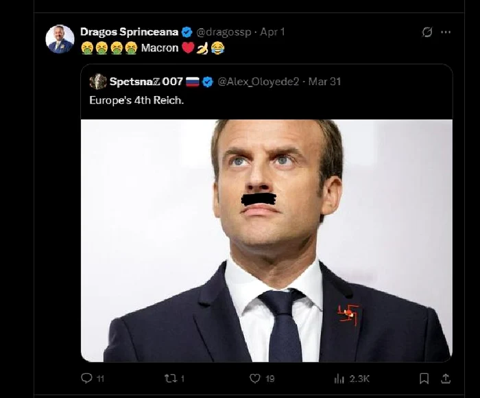 Dragoș Sprînceană l-a jignit pe Emmanuel Macron FOTO X