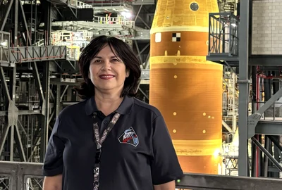 Ramona Gaza Artemis II KSC, Vehicle Assembly Building jpg