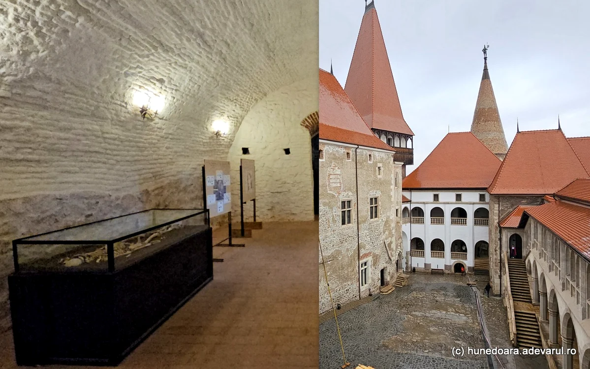 Camera din Castelul Corvinilor unde este expus scheletul domniței. Foto: Daniel Guță. ADEVĂRUL