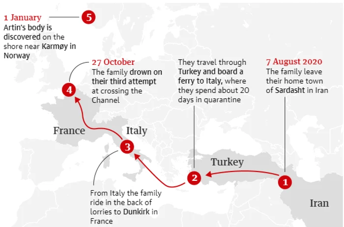 Călătoria famiiei lui Artin din Iran în Franţa FOTO The Guardian