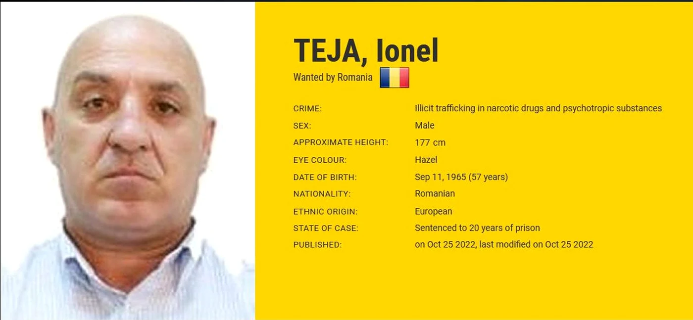 Ionel Teja a fugit din România în 2008 FOTO Europol