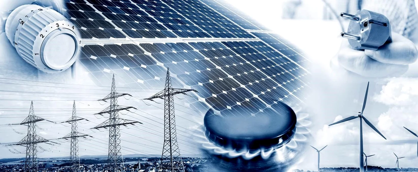 Colaj foto cu ochi de aragaz, fotovoltaice, robinetul unui calorifer, ștecher, eoliene