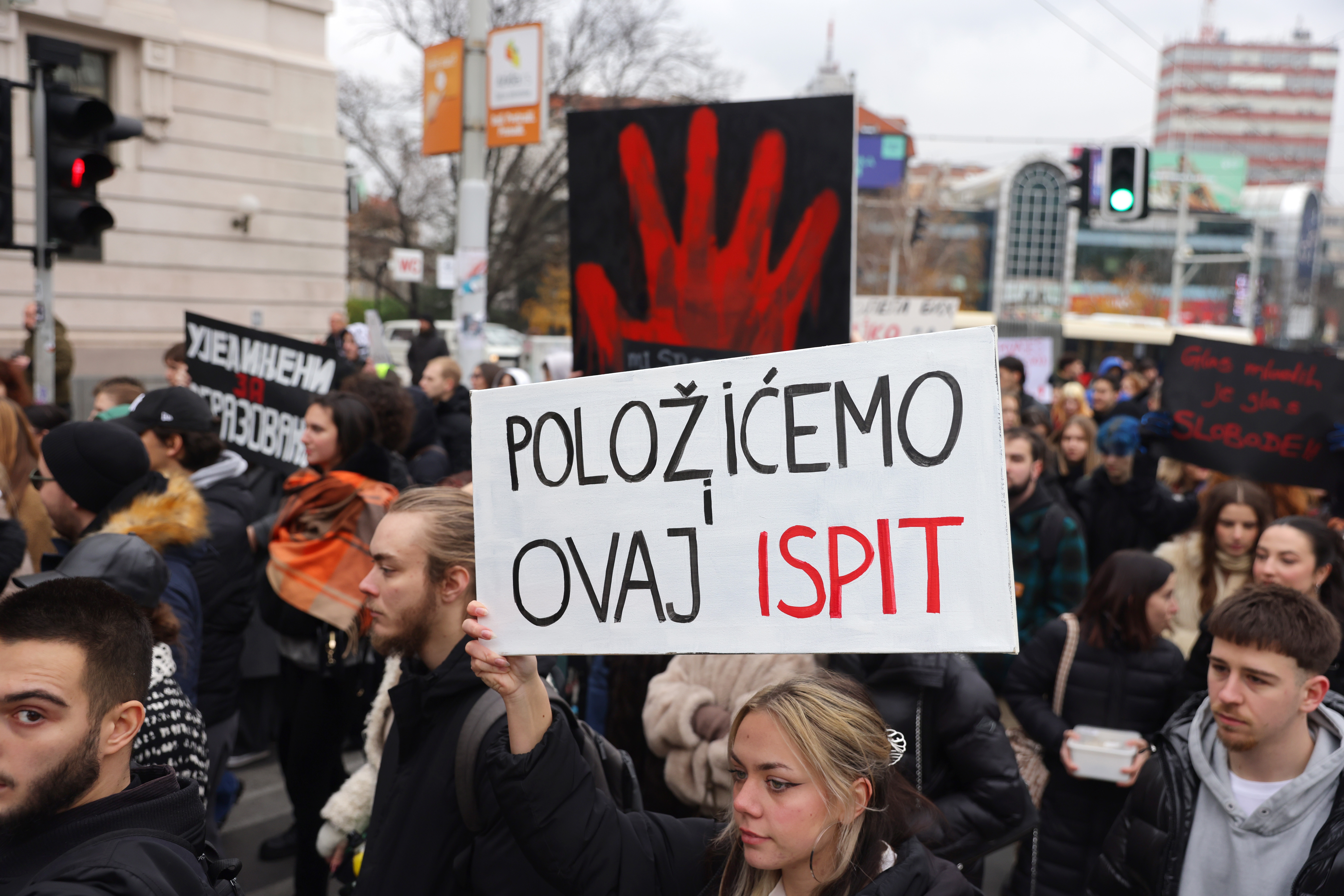 Proteste în Novi Sad față de accidentul mortal din gară care a ucis 15 persoane. FOTO EPA-EFE