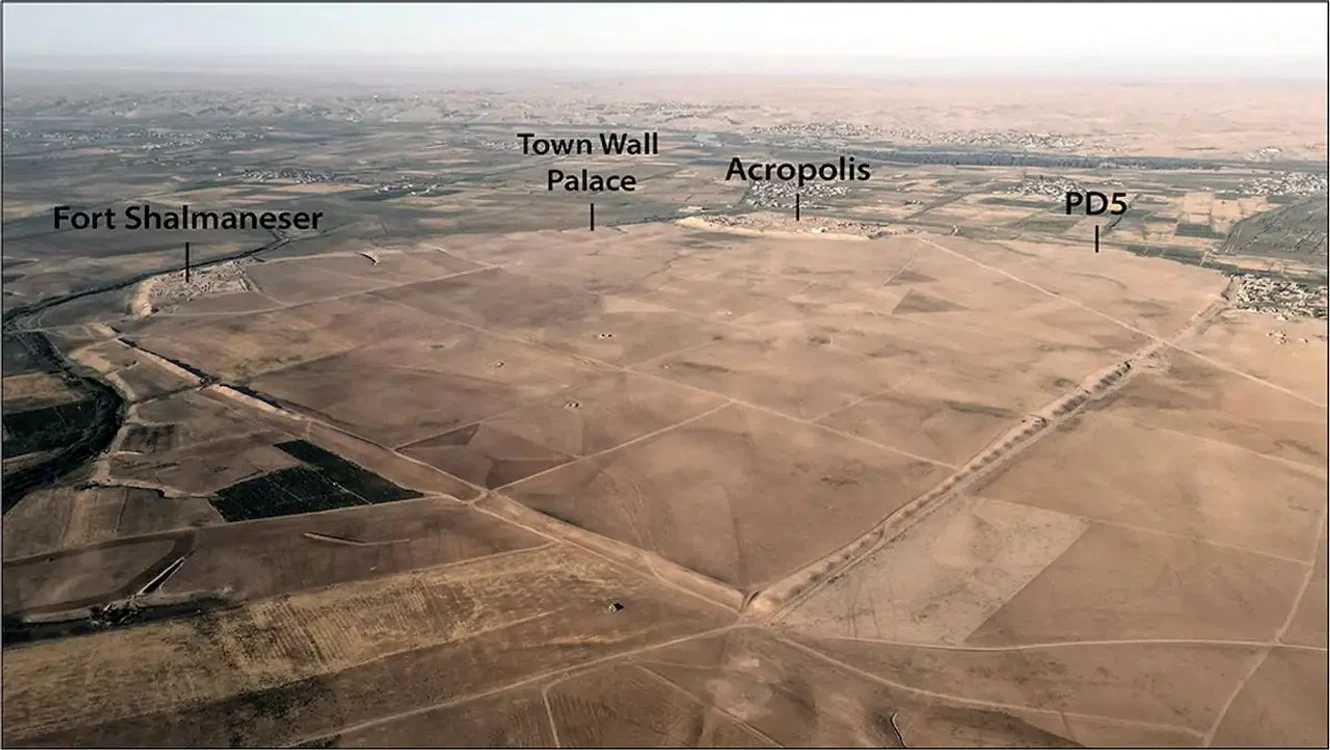 Vedere aeriană a orașului Nimrud dinspre nord-est