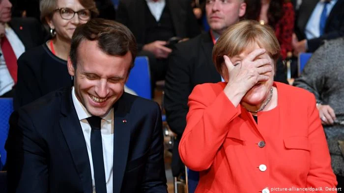 Preşedintel Franţei Emmanuel Macron şi cancelarul German Angela Merkel