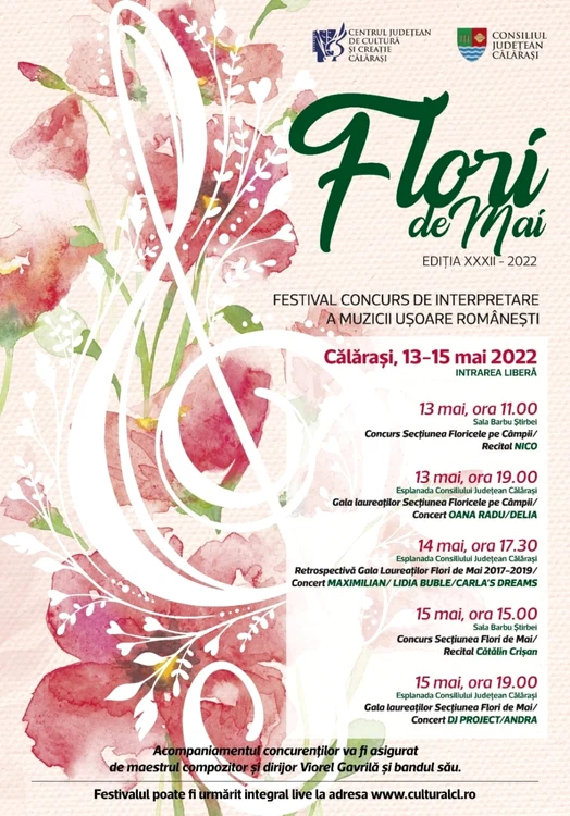 Festivalul Flori de mai are loc în perioada 13-15 mai FOTO Facebook/CJCC Călăraşi