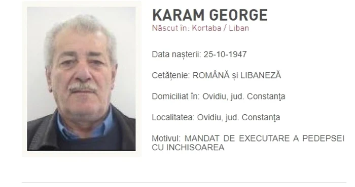 Gerorge Karam a fost dat în urmărire internaţională