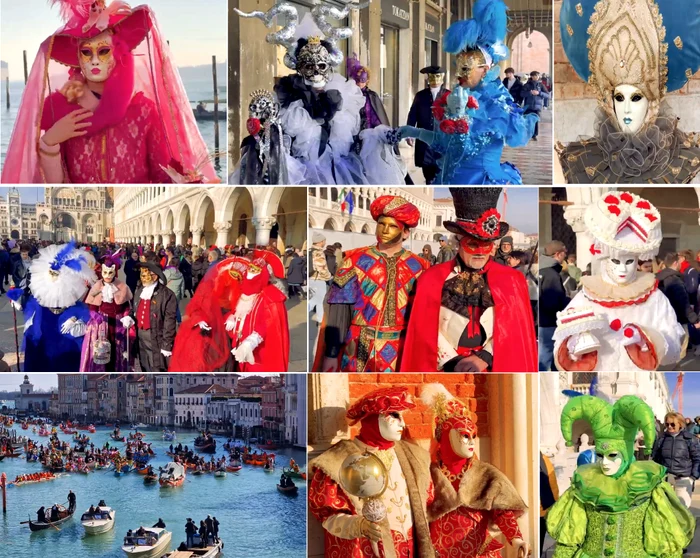 Parada măștilor și a costumelor la Carnavalul de la Veneția 2025 Colaj DMS