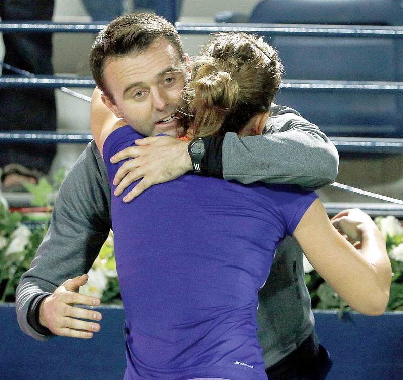 Victor Ioniţă  şi Simona, după  victoria de la  Indian Wells