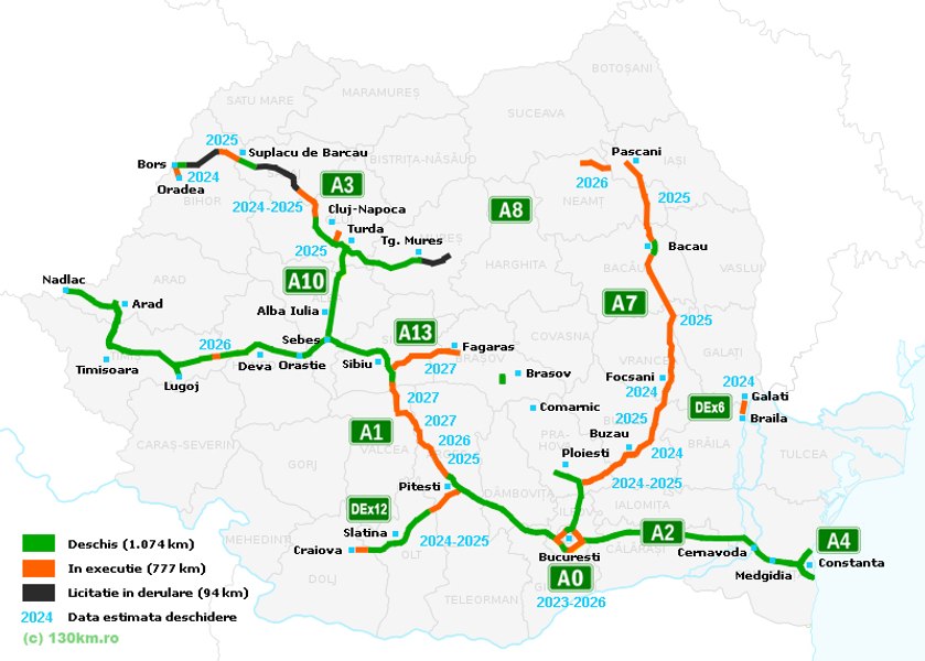 Județele cu cei mai mulți kilometri de autostradă și drum expres. Jumătate din România nu are șosele rapide