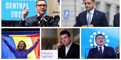 Colaj Candidati alegeri 2025  Crin Antonescu Victor Ponta George Simion Nicusor Dan si Elena Lasconi Foto Inquam Photos