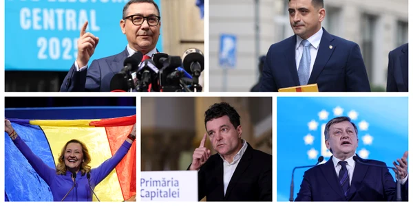 Colaj Candidati alegeri 2025  Crin Antonescu Victor Ponta George Simion Nicusor Dan si Elena Lasconi Foto Inquam Photos