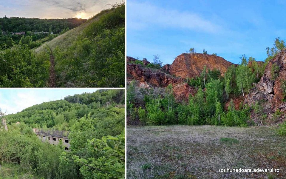 Marele crater roșu părăsit în Munții Poiana Ruscă. Aici a fost locul unei bogate mine de fier VIDEO