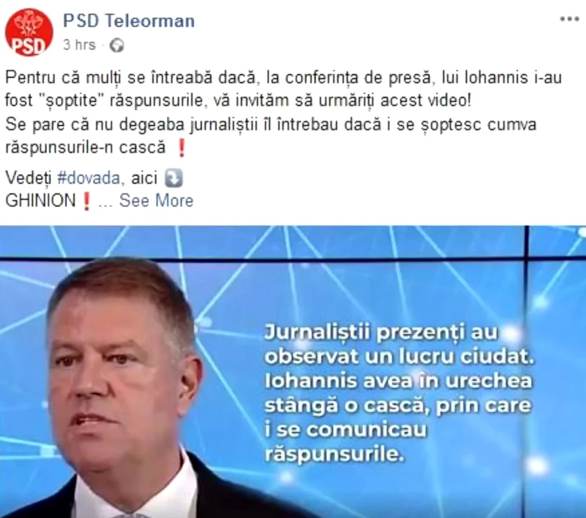 Pe paginile PSD a fost răspândită această știre falsă