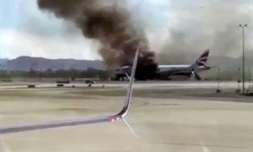 british airways plane fire in las vegas jpeg