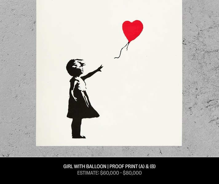 Un print al unei celebre creaţii de Banksy, vândut cu peste 100.000 de dolari. Și tenişii artistului stradal au fost licitați