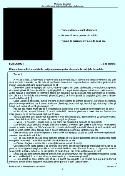Evaluare Națională 2023. Subiectele la Limba şi literatura română DOCUMENT