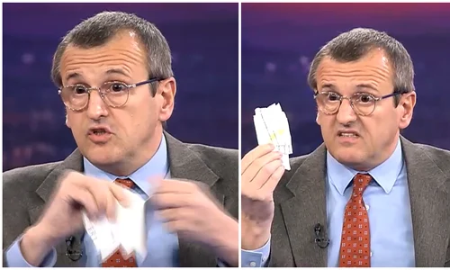 Politologul Cristian Preda si a rupt diploma de doctorat in direct la digi24. FOTO: captură video Digi24