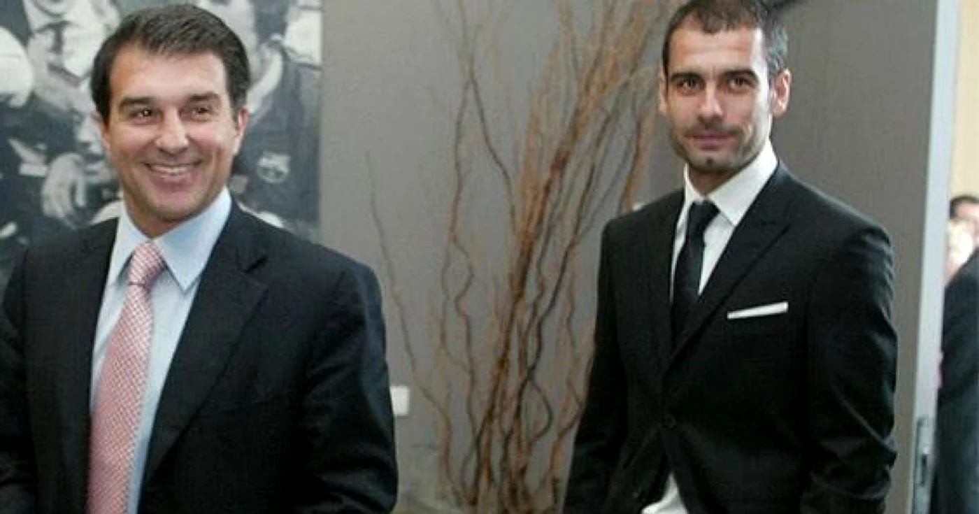 Joan Laporta, pe vremea când era preşedintele Barcelonei, iar antrenor era Pep Guardiola